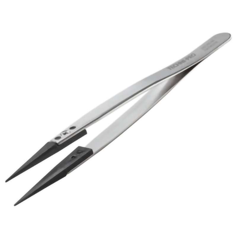 ESD Plastic Tip Tweezers, Style 259, Carbon Fiber Tips A259CF, Pointed, 5.1"